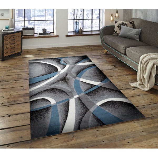 Ebern Designs Juelz Abstract Gray/Blue/White Area Rug & Reviews Wayfair